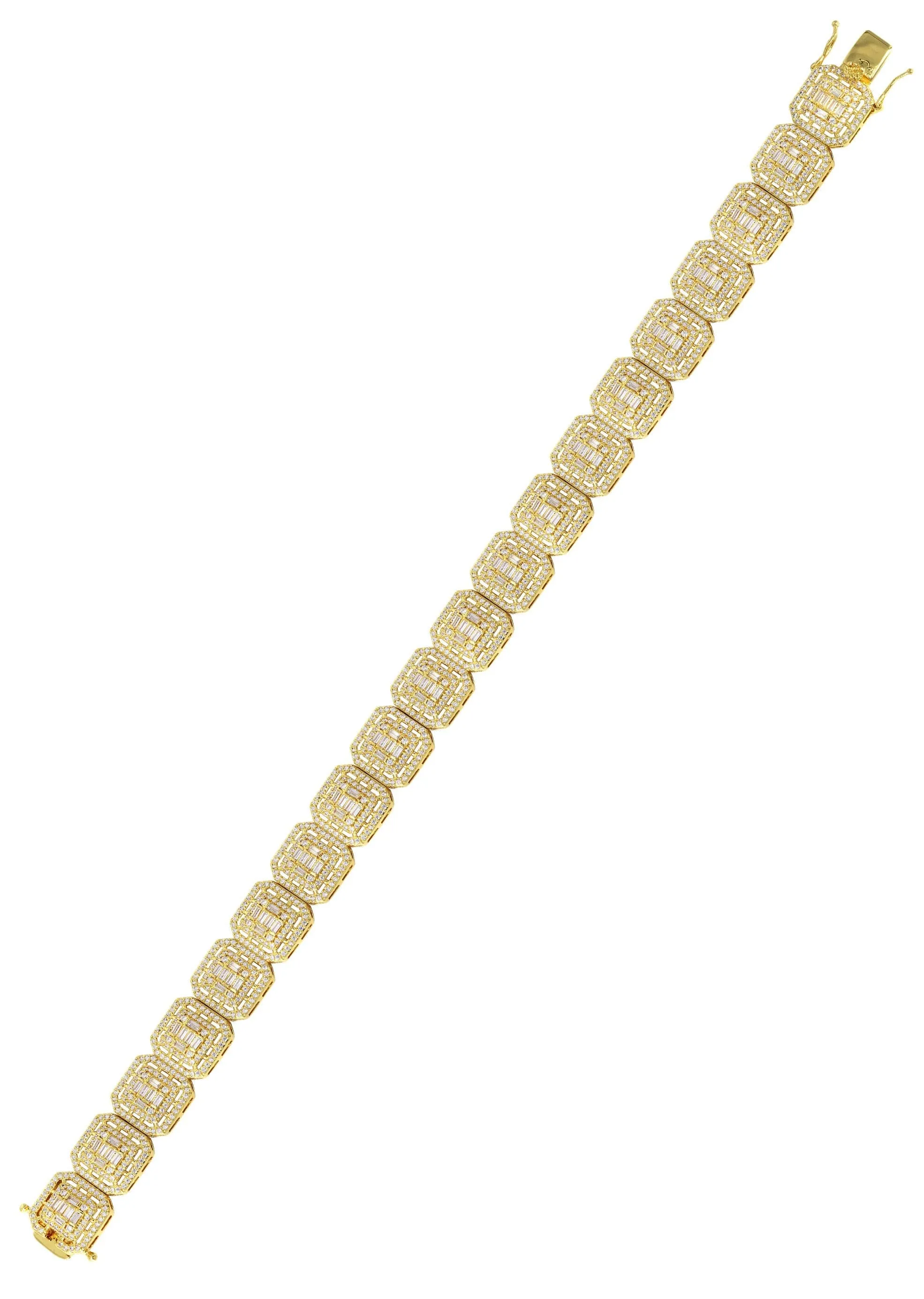 Gold Plated Iced Out Square Cluster Bracelet
