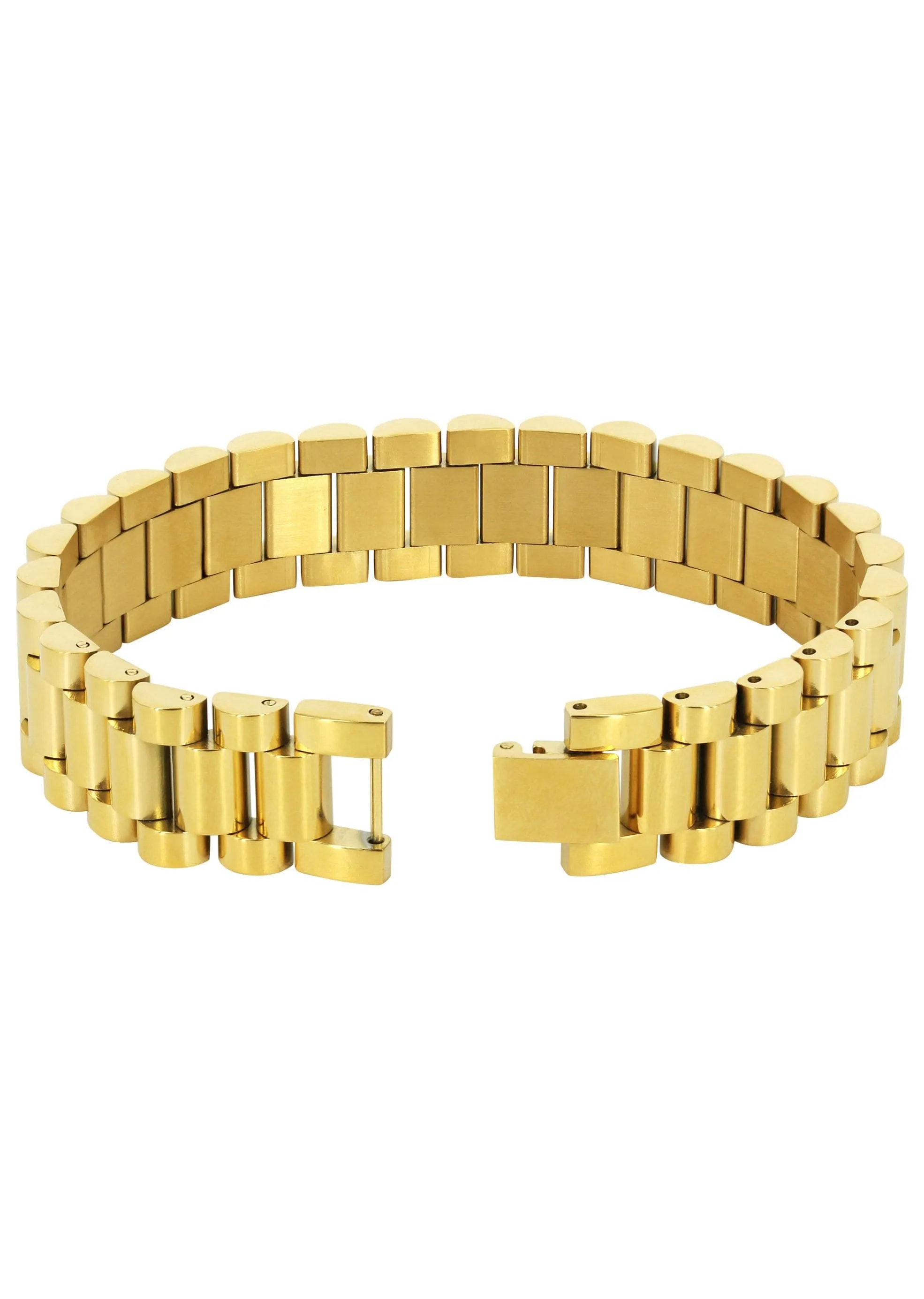 Gold Plated Mens Presidential Band Bracelet