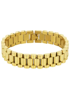 Gold Plated Mens Presidential Band Bracelet