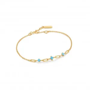 Gold Turquoise Link Bracelet B033-02G