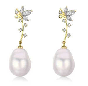 Golden Flower Edison Pearl Earrings