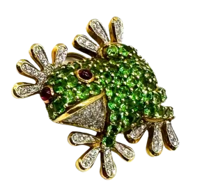 Green Tsavorite 18k Frog Pin/Pendant by LeVian
