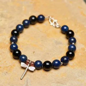Hand Made Tibetan Dragon Fly Mala With Lapis lazuli Beads Bracelet
