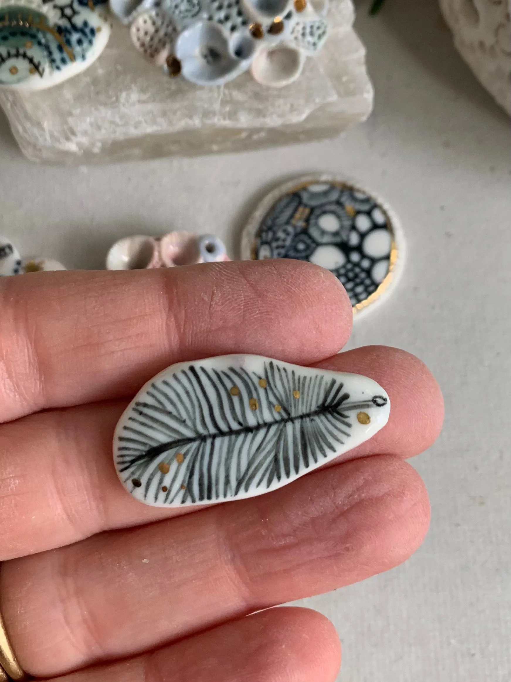 handpainted porcelain/ ceramic brooch, choose one