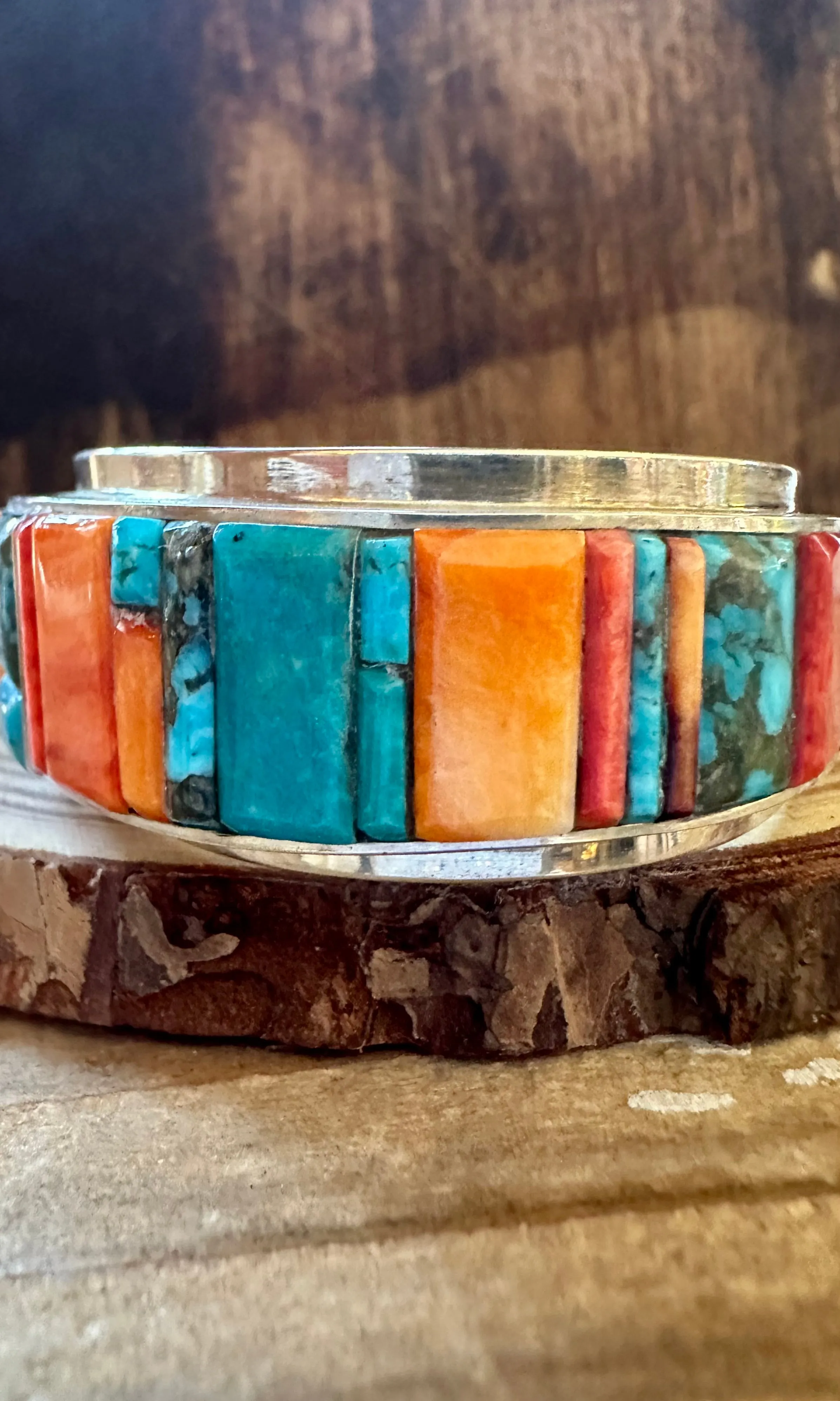 HAROLD SMITH Turquoise and Spiny Oyster Cuff Bracelet 58g