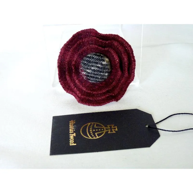Harris Tweed Three Layer Brooch - Burgundy