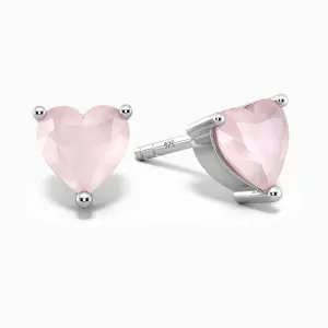 Heart Shape Pink Rose Quartz Earrings in 925 Silver - Irosk Australia ®