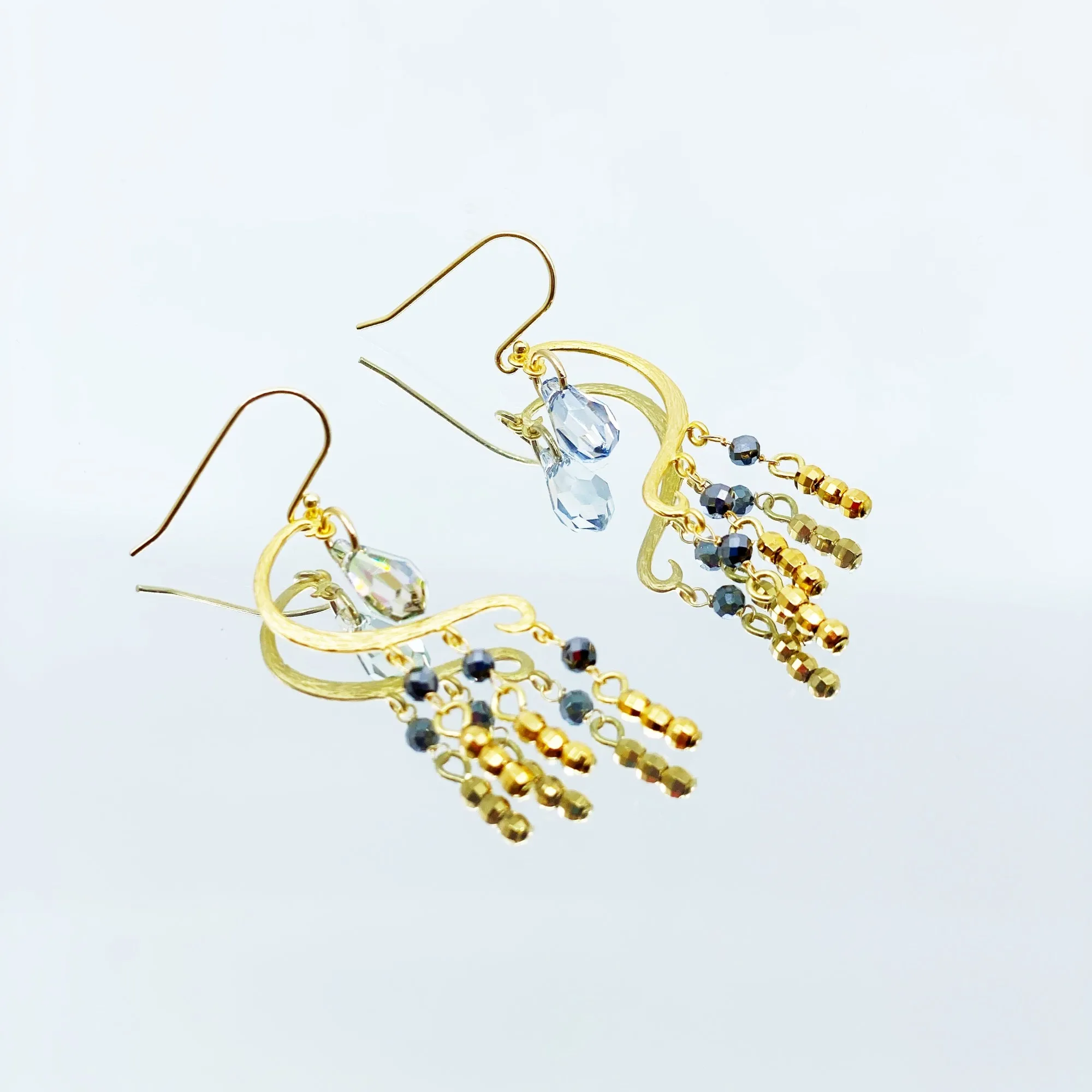 Heavenly Elegance Tassel Earrings - Gold Grey