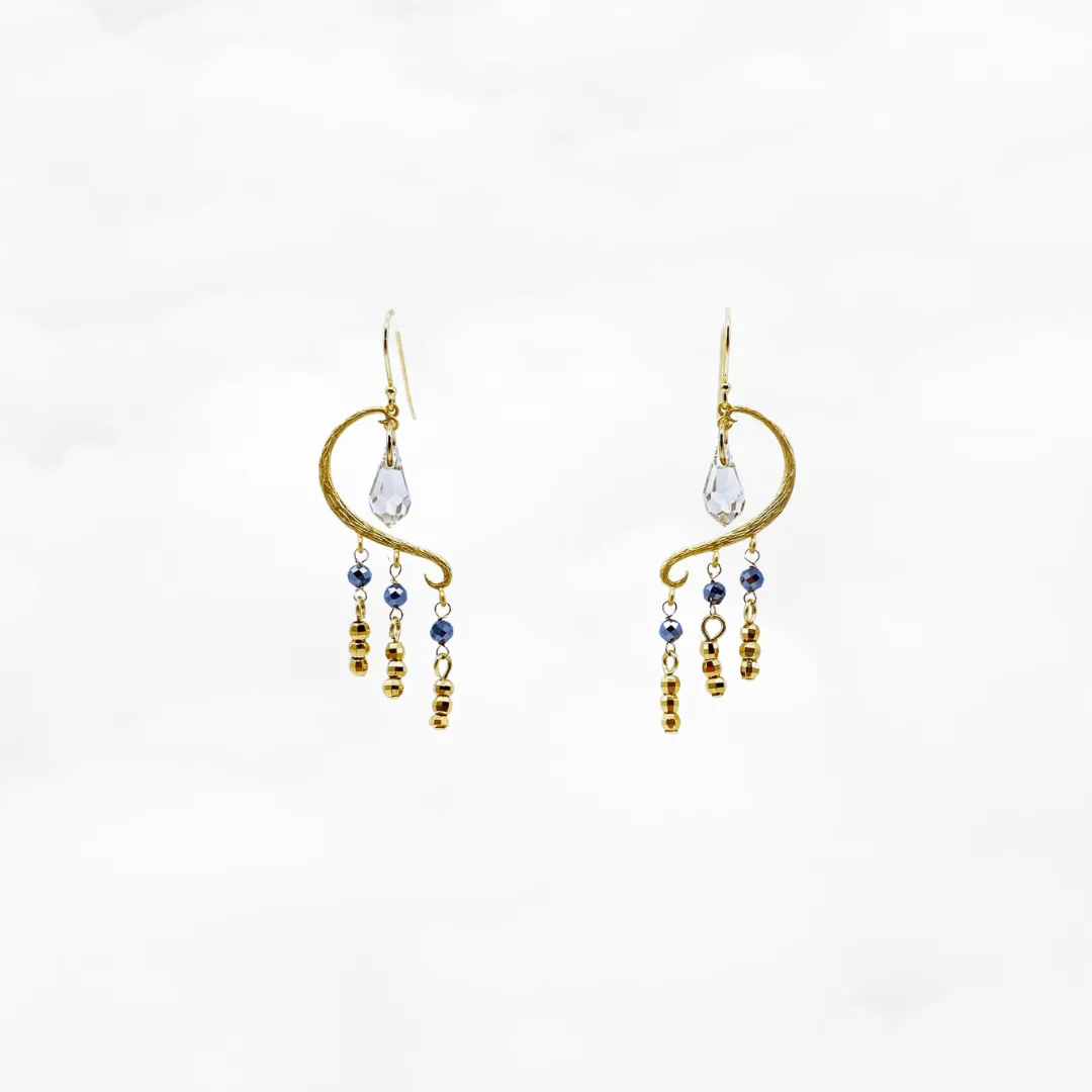 Heavenly Elegance Tassel Earrings - Gold Grey