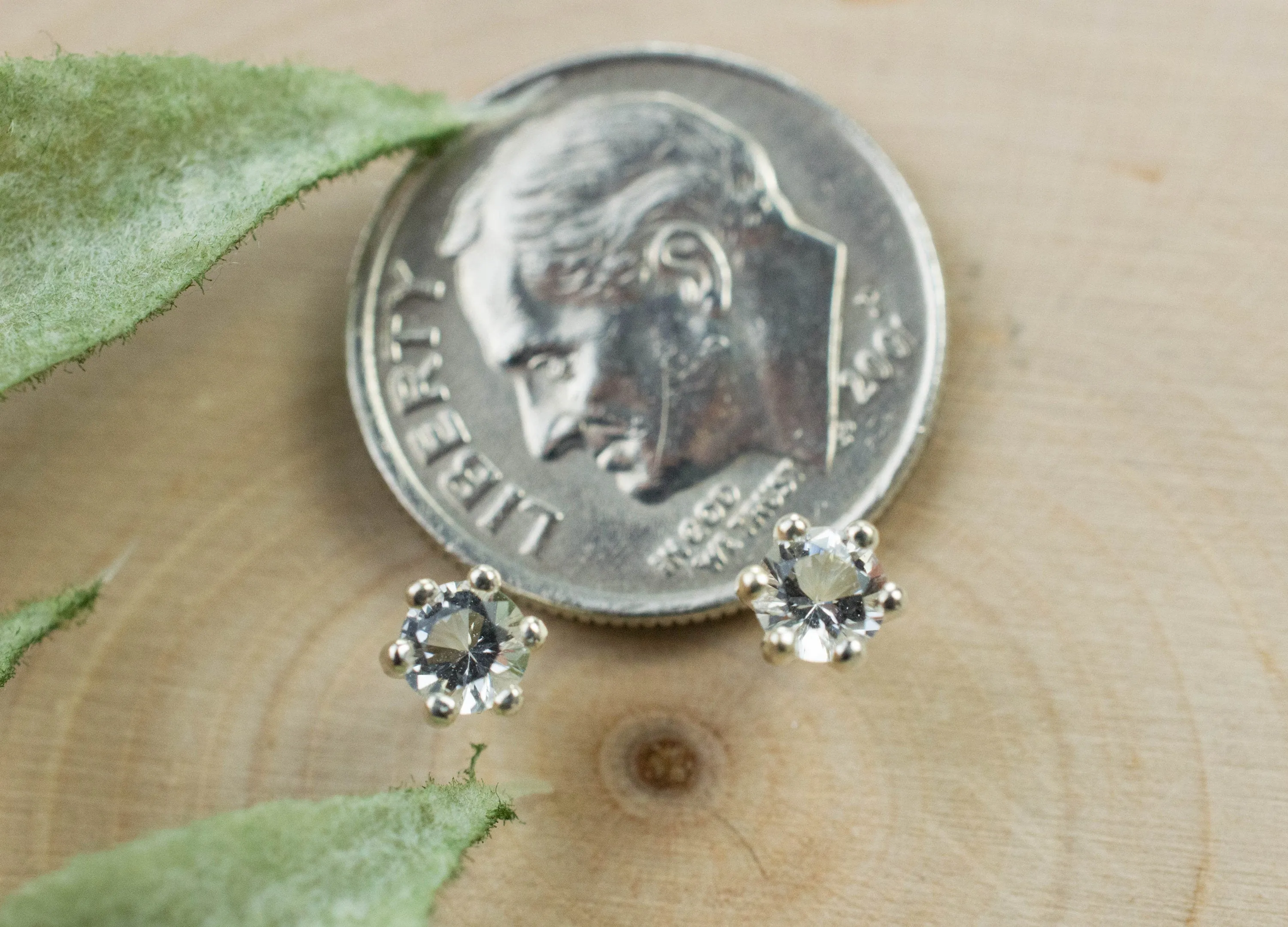 Herkimer Diamond Earrings, Natural Untreated New York Quartz; 0.285cts