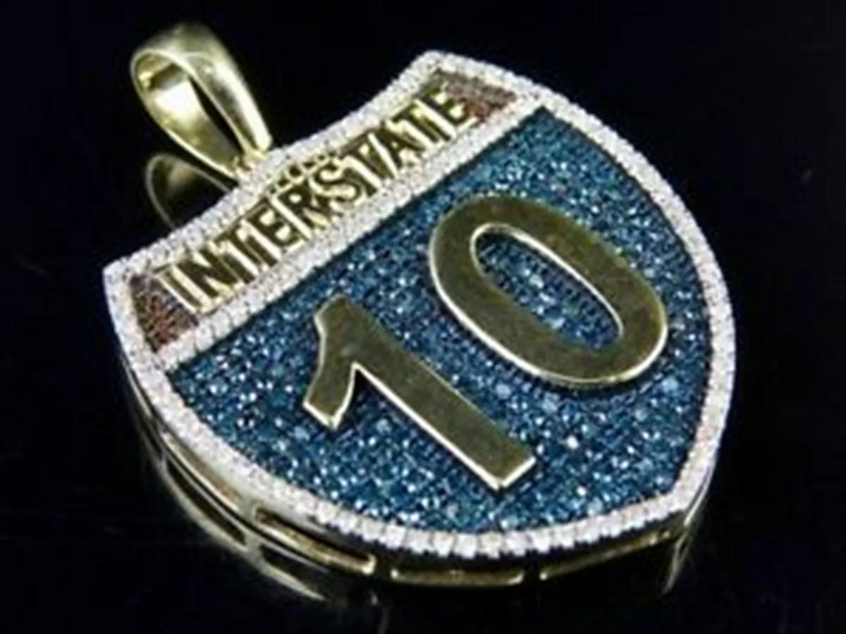 HipHop Stylish Pendant Vintage Interstate 10 Statement Solid Sterling Silver