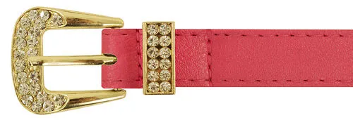 Hot Pink Rhinestone Gold Buckle Belt