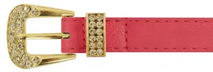 Hot Pink Rhinestone Gold Buckle Belt