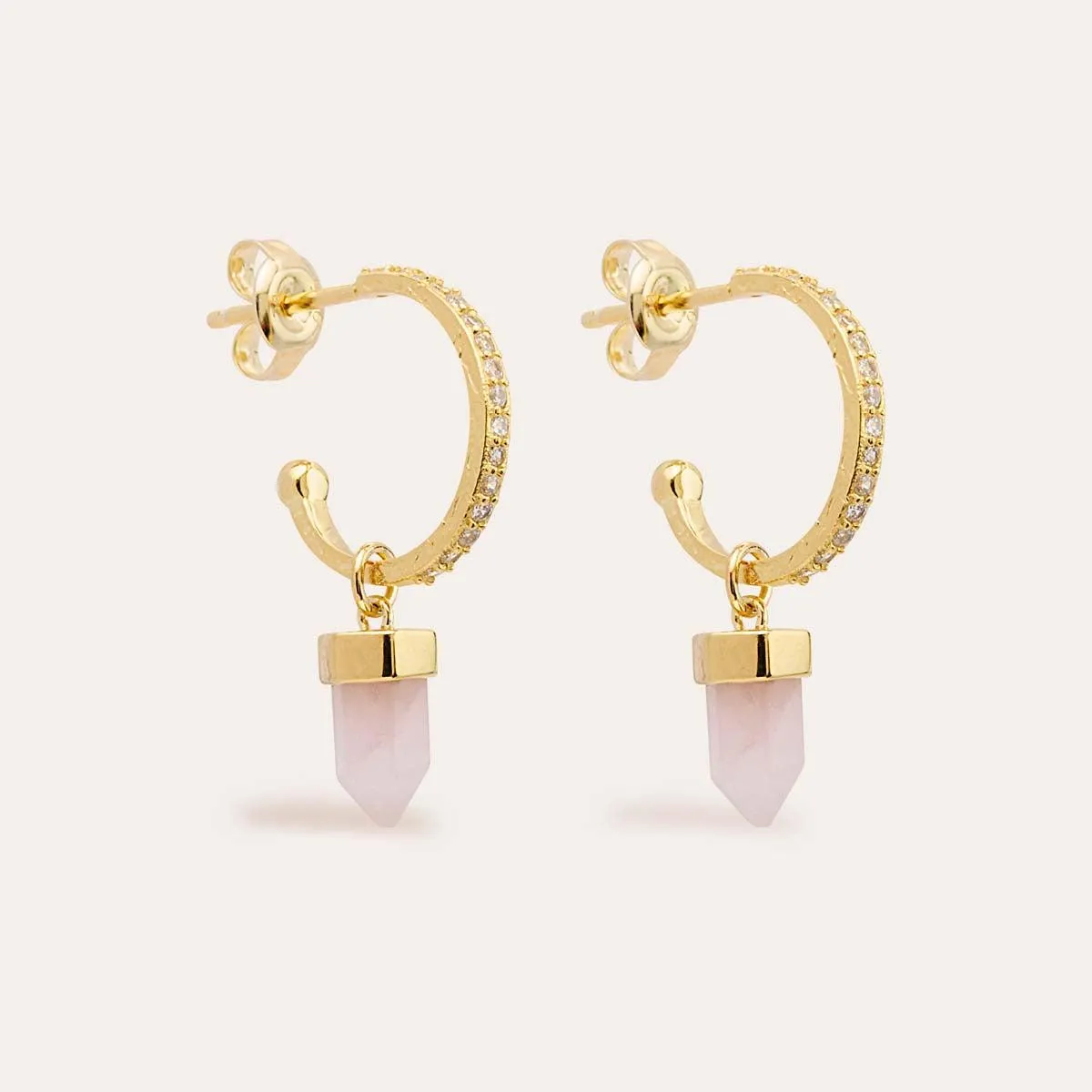 Intention Of Love Rose Quartz Hoops