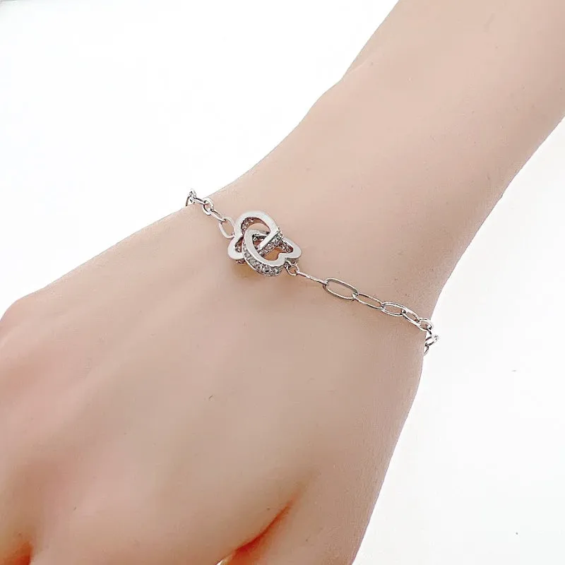 Interlocking Heart Cubic Zirconia Bracelet