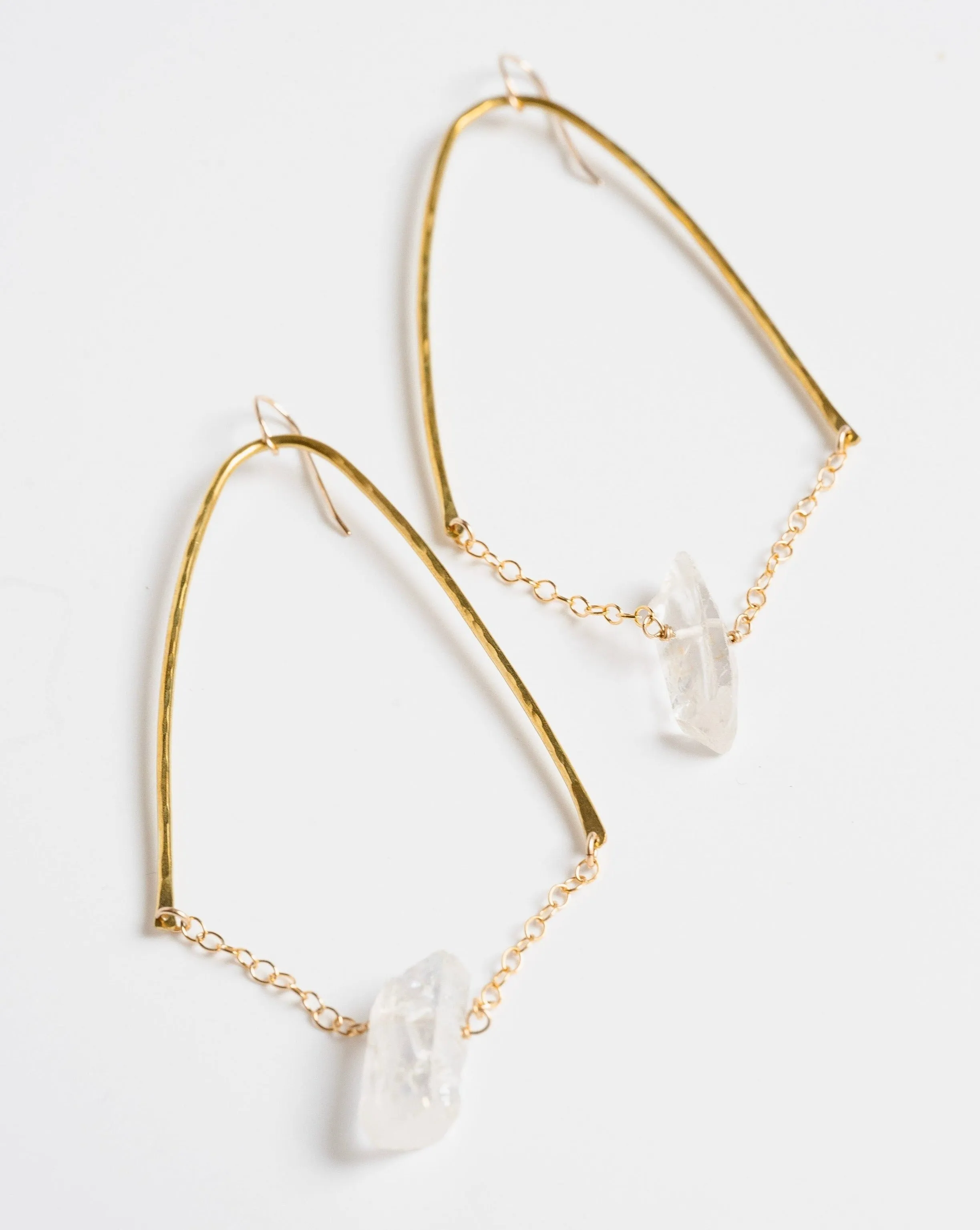 Inverted V Crystal Quartz Earrings - Choose Your Metal
