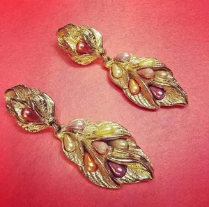 Jacky De G chandelier earrings autumn colours