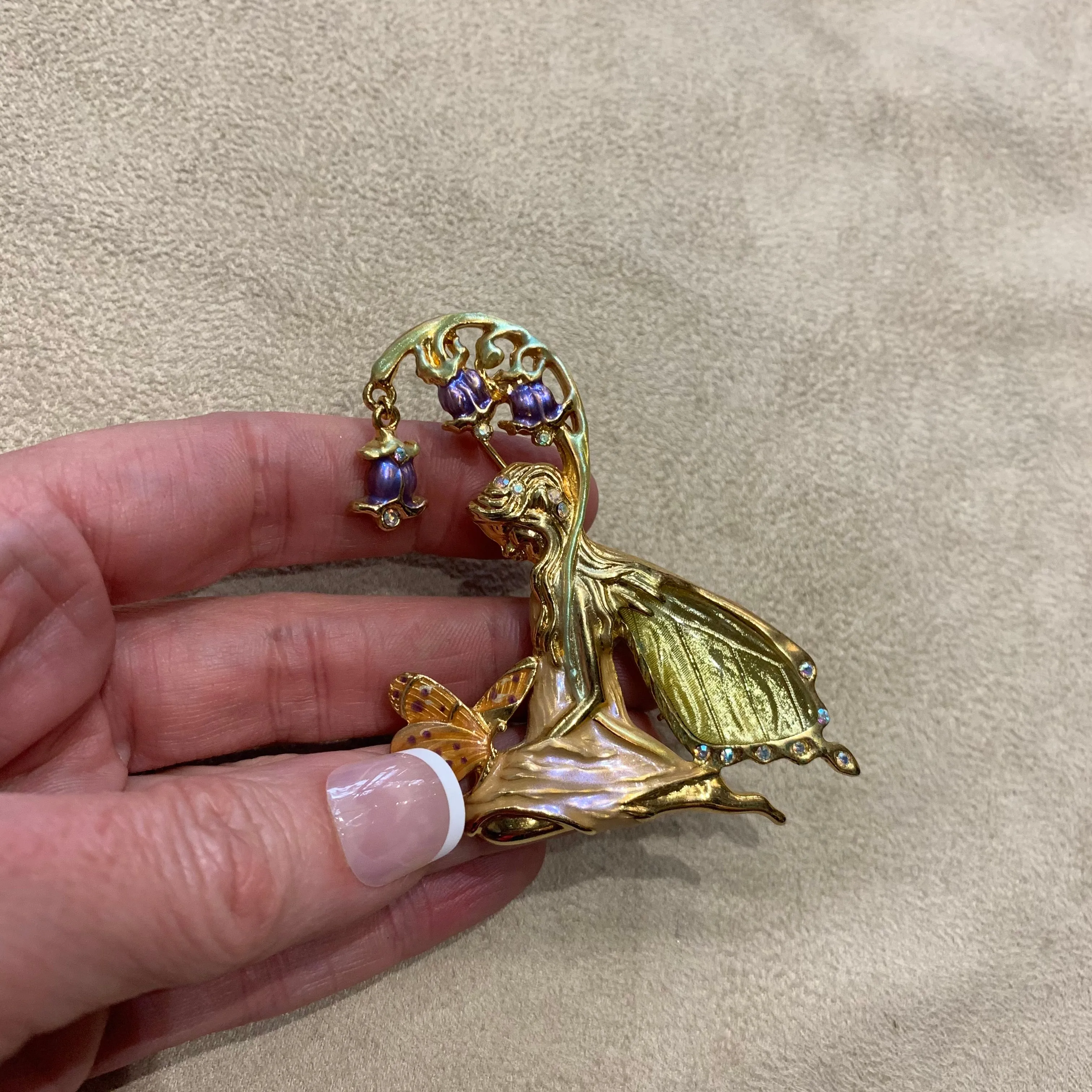 Kirks Folly Brooch Bluebell fairy Butterfly