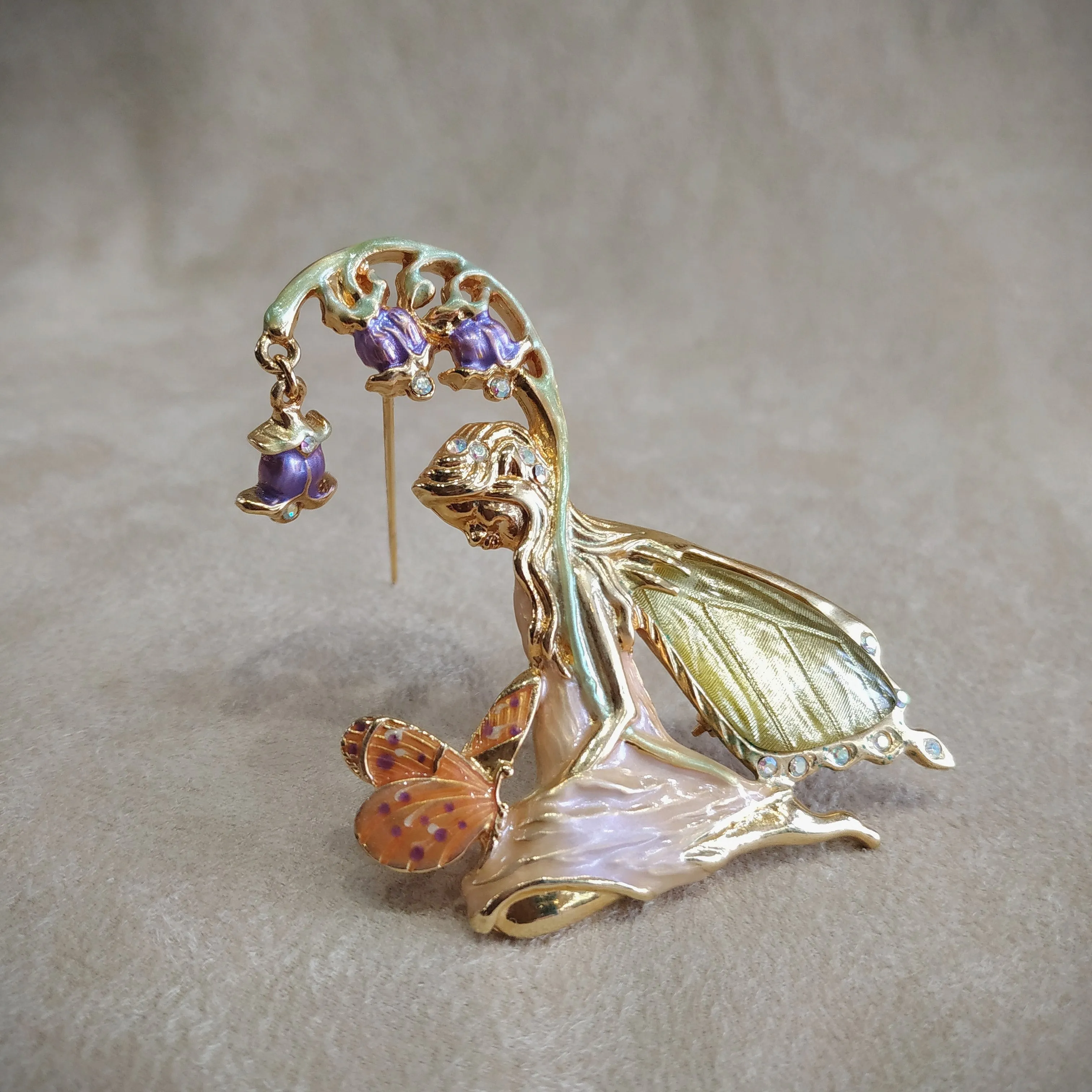 Kirks Folly Brooch Bluebell fairy Butterfly
