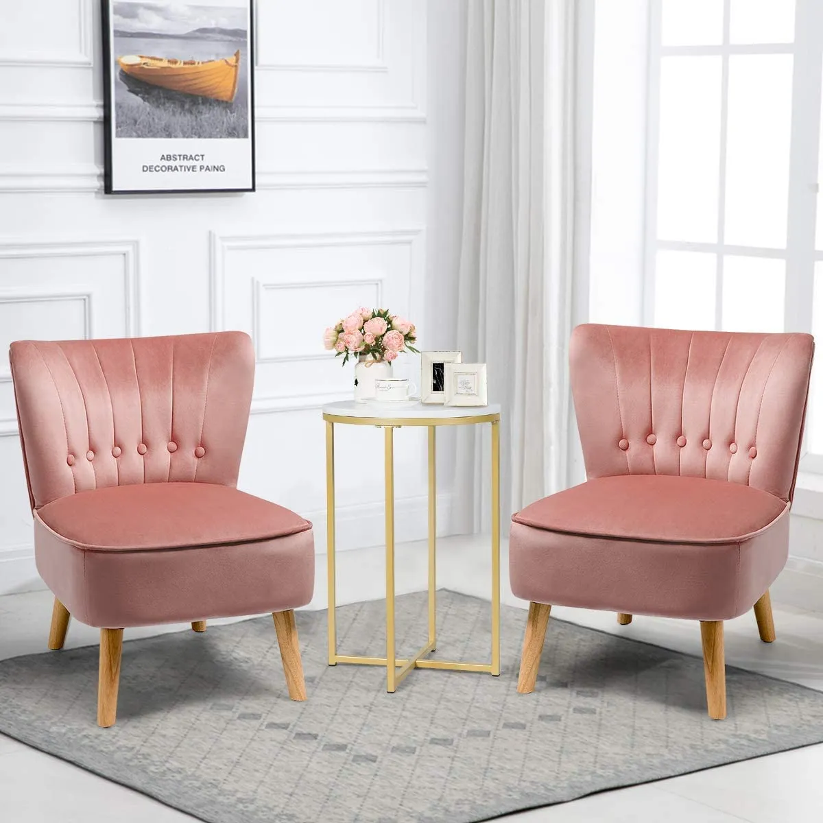 KOMFOTT Modern Velvet Accent Chair | Small Upholstered Leisure Sofa Chair