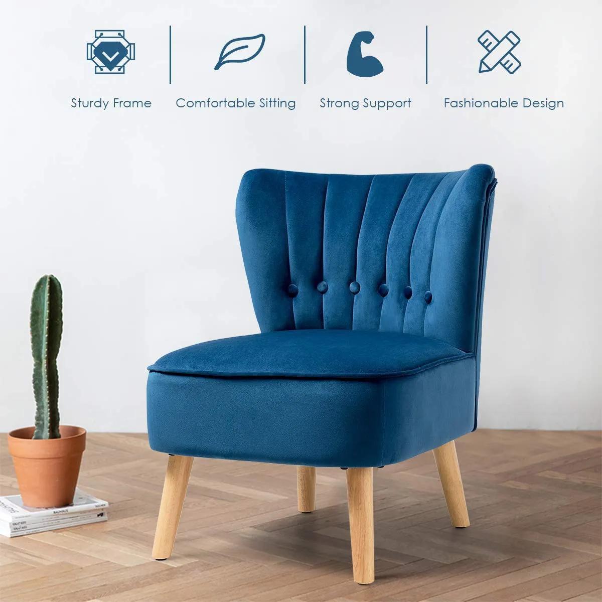 KOMFOTT Modern Velvet Accent Chair | Small Upholstered Leisure Sofa Chair