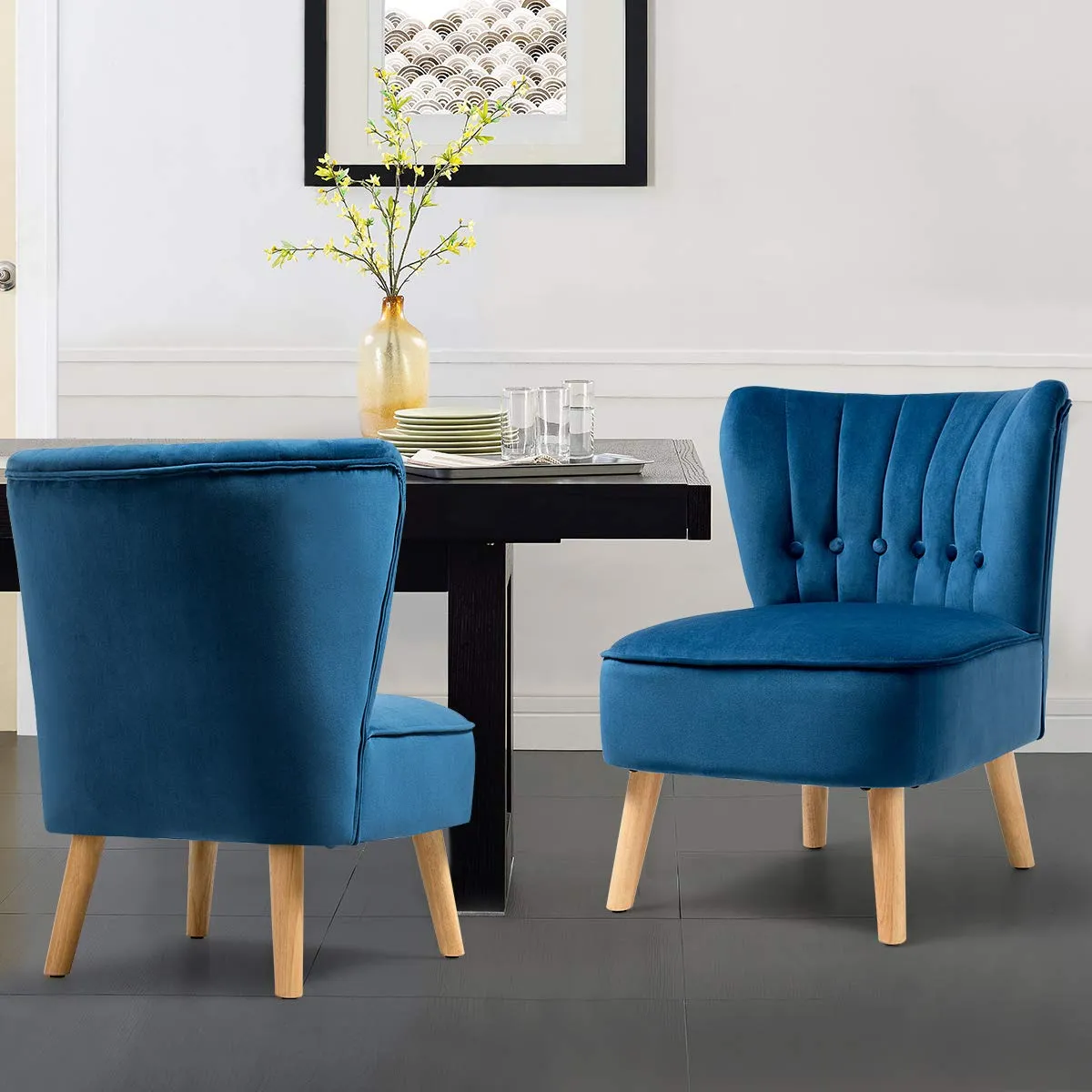 KOMFOTT Modern Velvet Accent Chair | Small Upholstered Leisure Sofa Chair