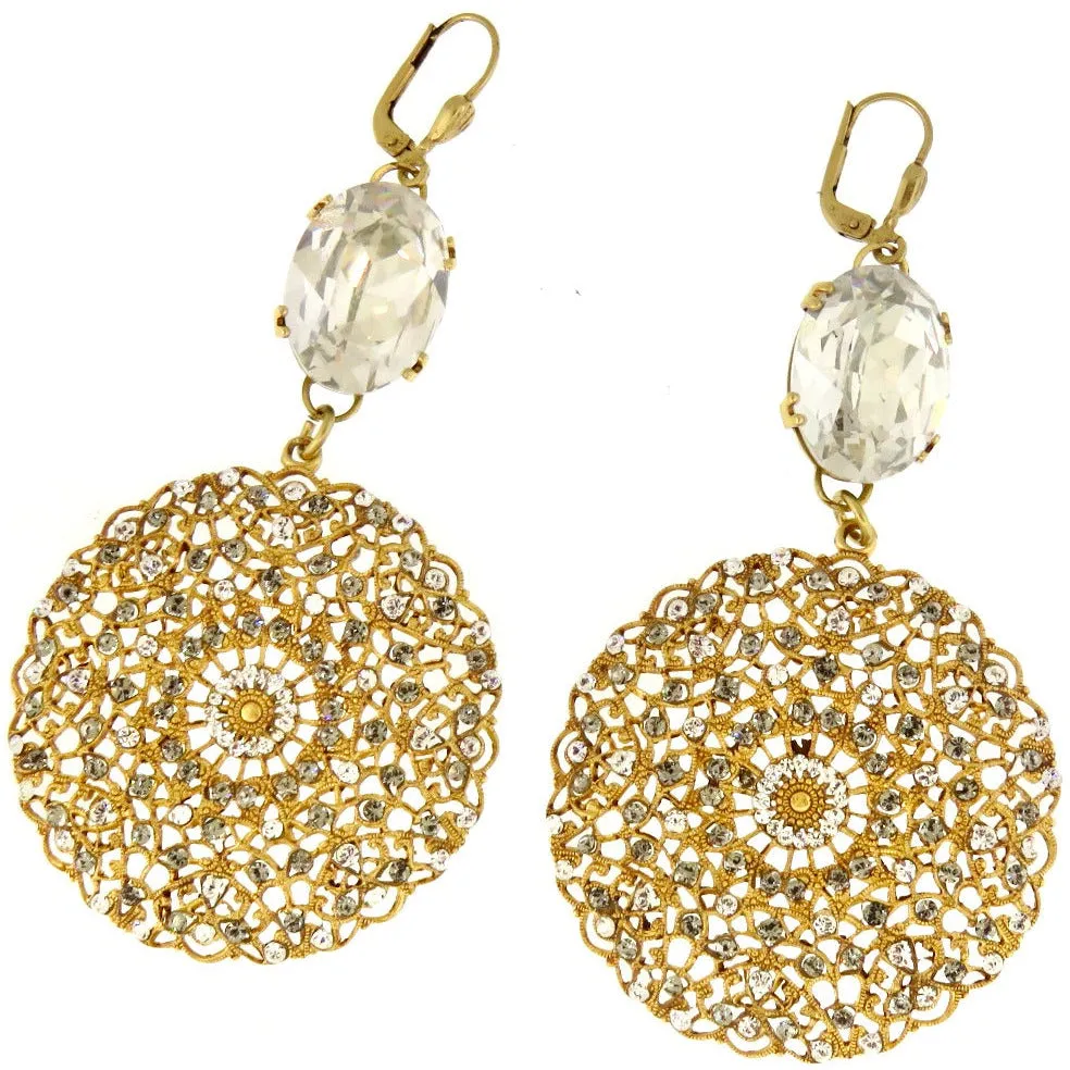 La Vie Parisienne  French Lace Crystal Drop Earrings