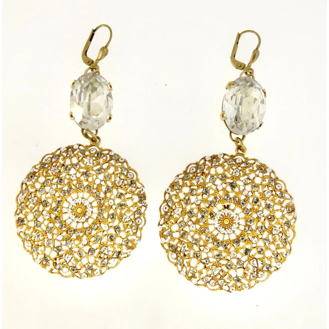 La Vie Parisienne  French Lace Crystal Drop Earrings