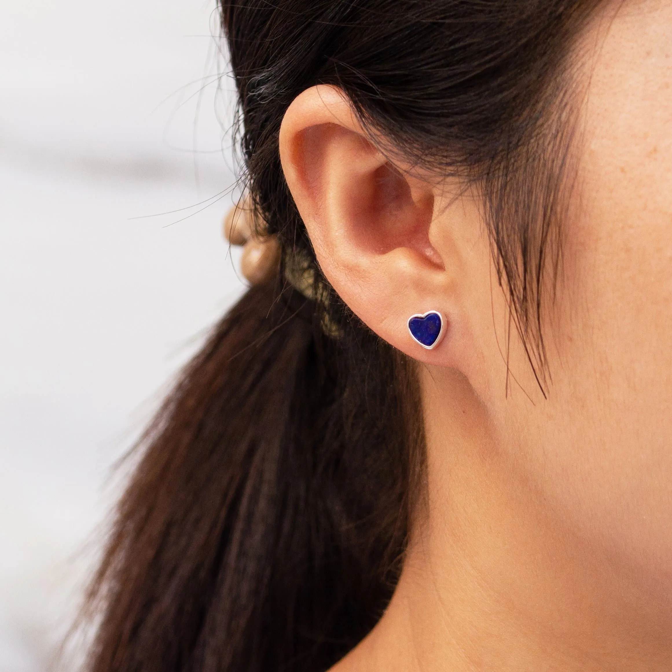 Lapis Heart Stud Earrings with Quote Card