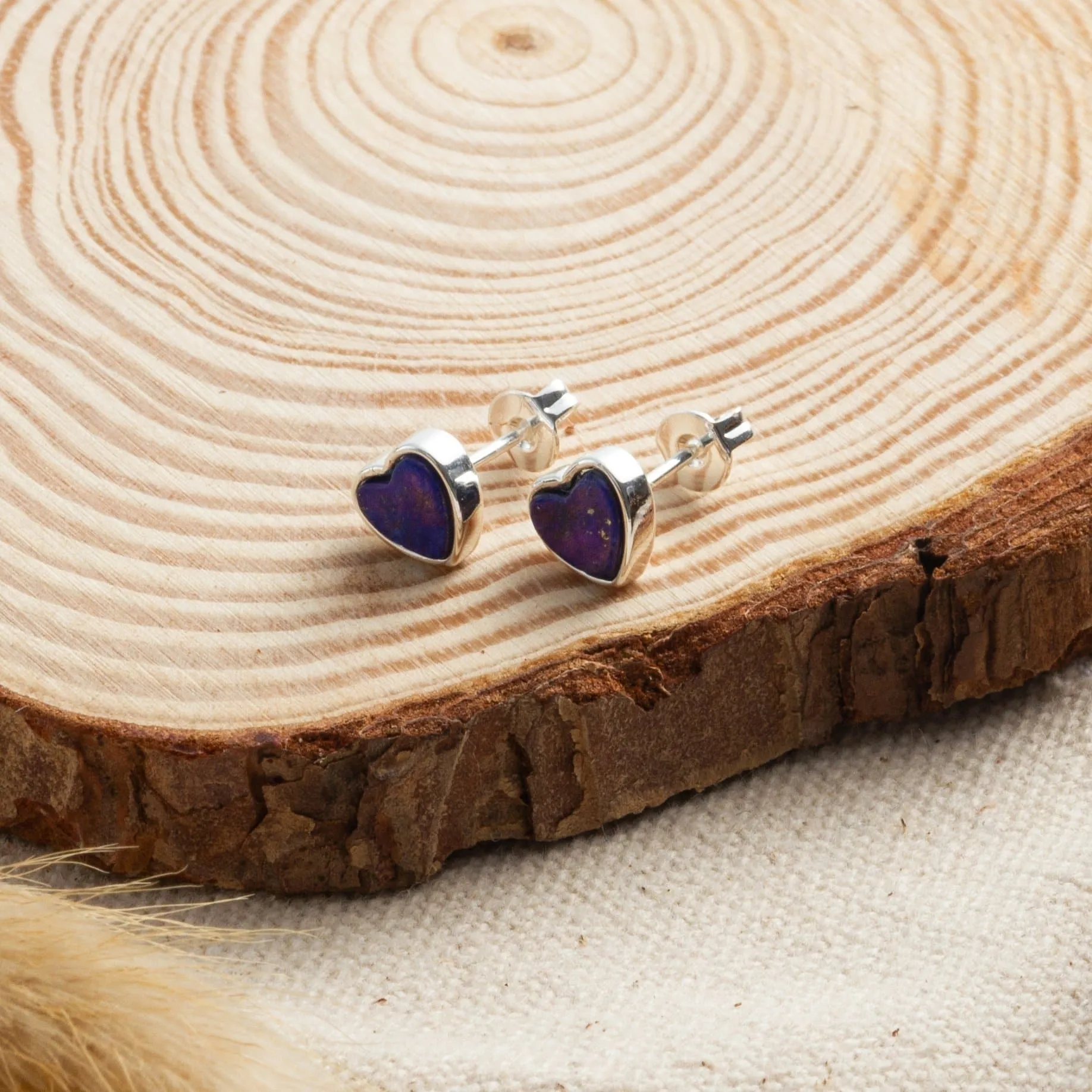 Lapis Heart Stud Earrings with Quote Card