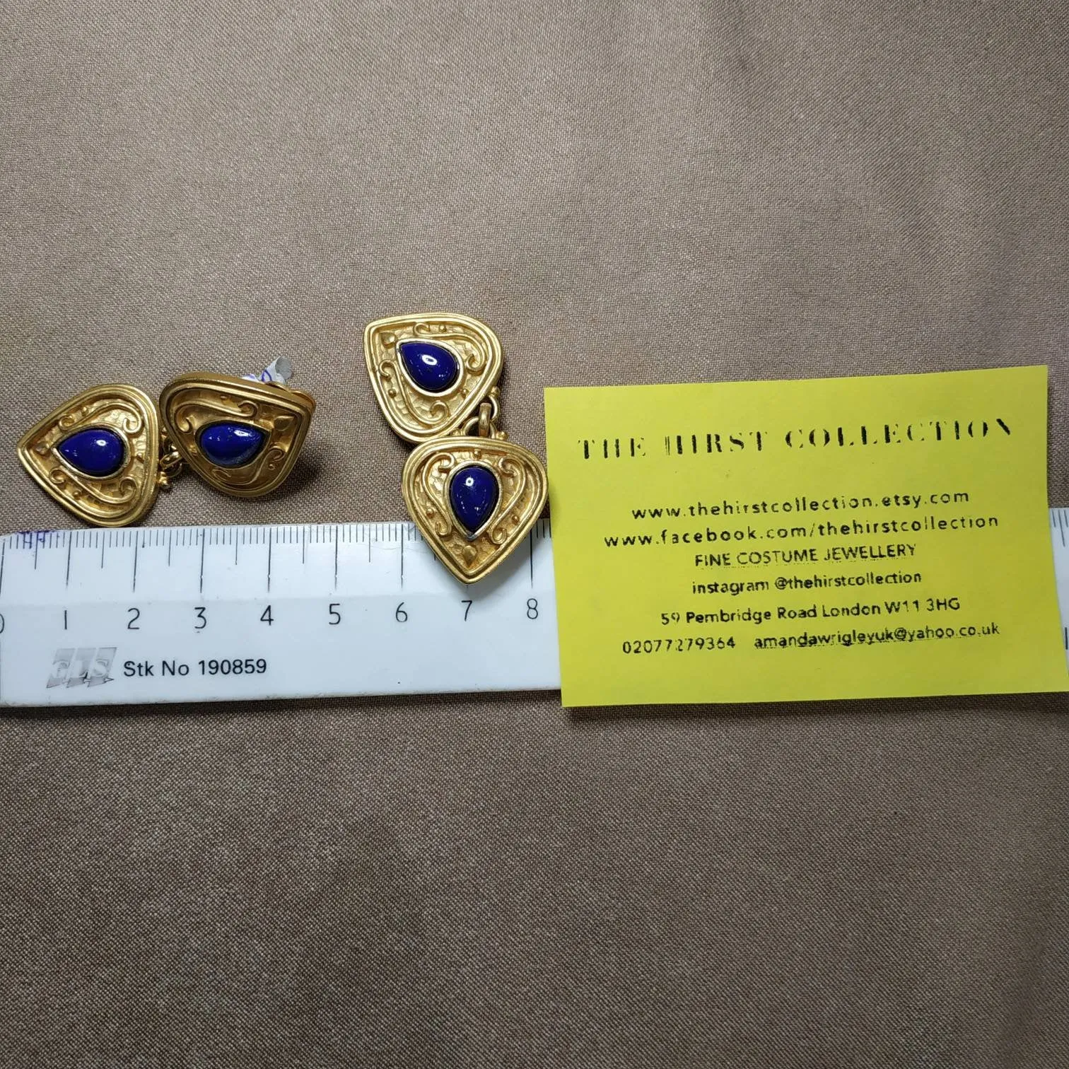 Lapis Lazuli Clip On Drop earrings by Rima Ariss in gold plate tear drop