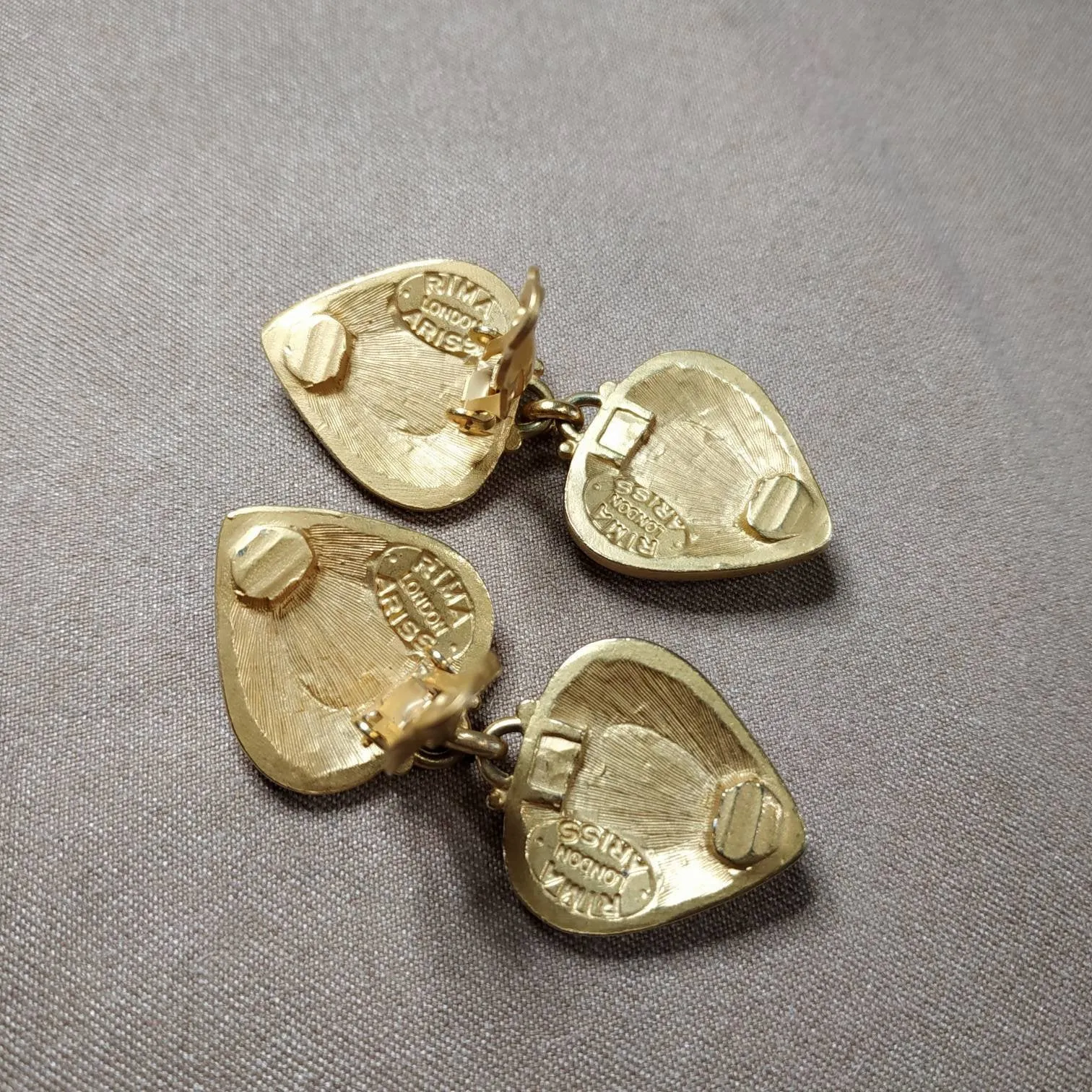 Lapis Lazuli Clip On Drop earrings by Rima Ariss in gold plate tear drop