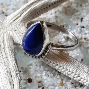LAPIS LAZULI DROP - 925 SILVER RING