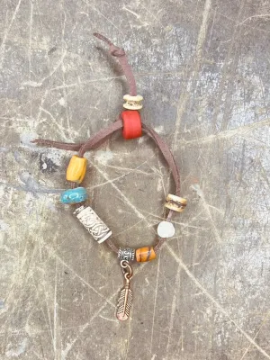 Leather Charm Bracelet - Brown