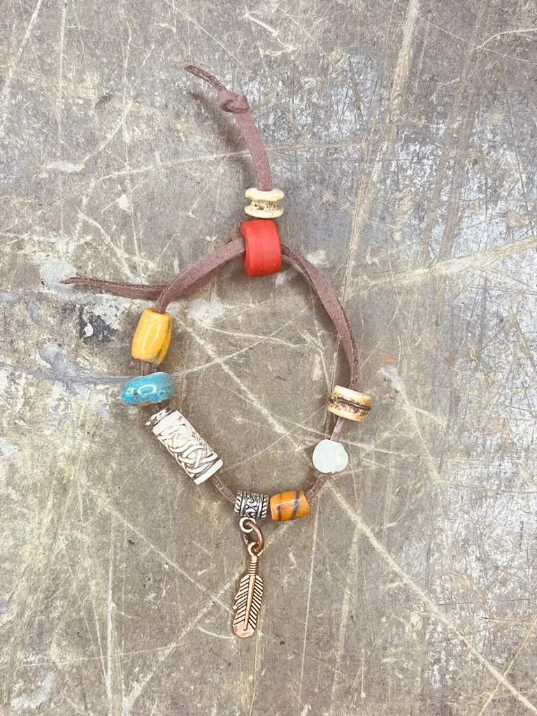 Leather Charm Bracelet - Brown