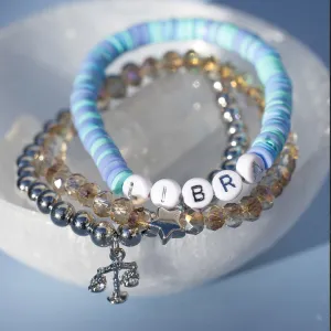 Libra Zodiac Beaded Word Bracelet Set