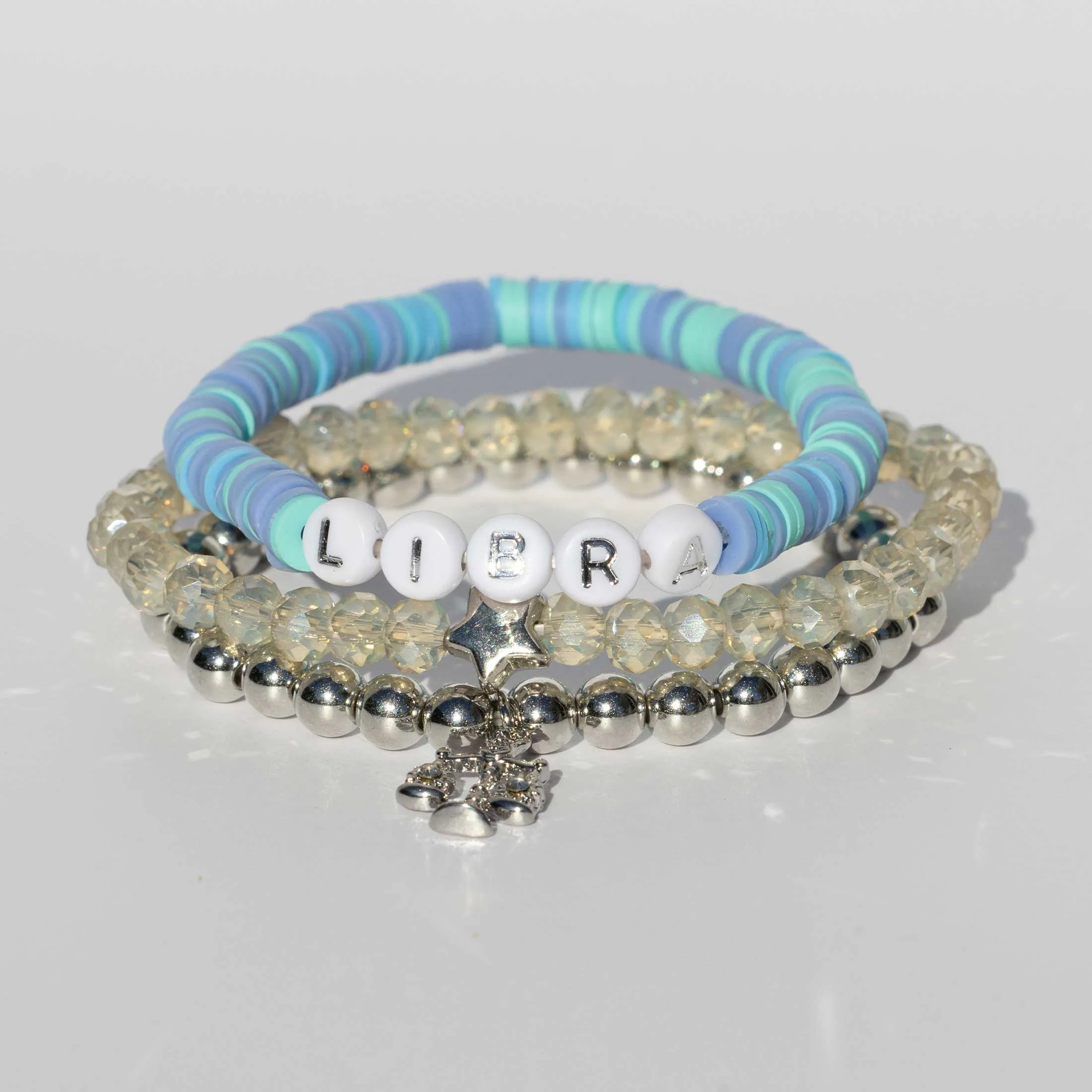 Libra Zodiac Beaded Word Bracelet Set