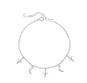 Light Luxury Star Moon Tassel Bracelet Female Student Compact Sterling Silver 925 Bracelet Creative Bracelet Accessory Gift