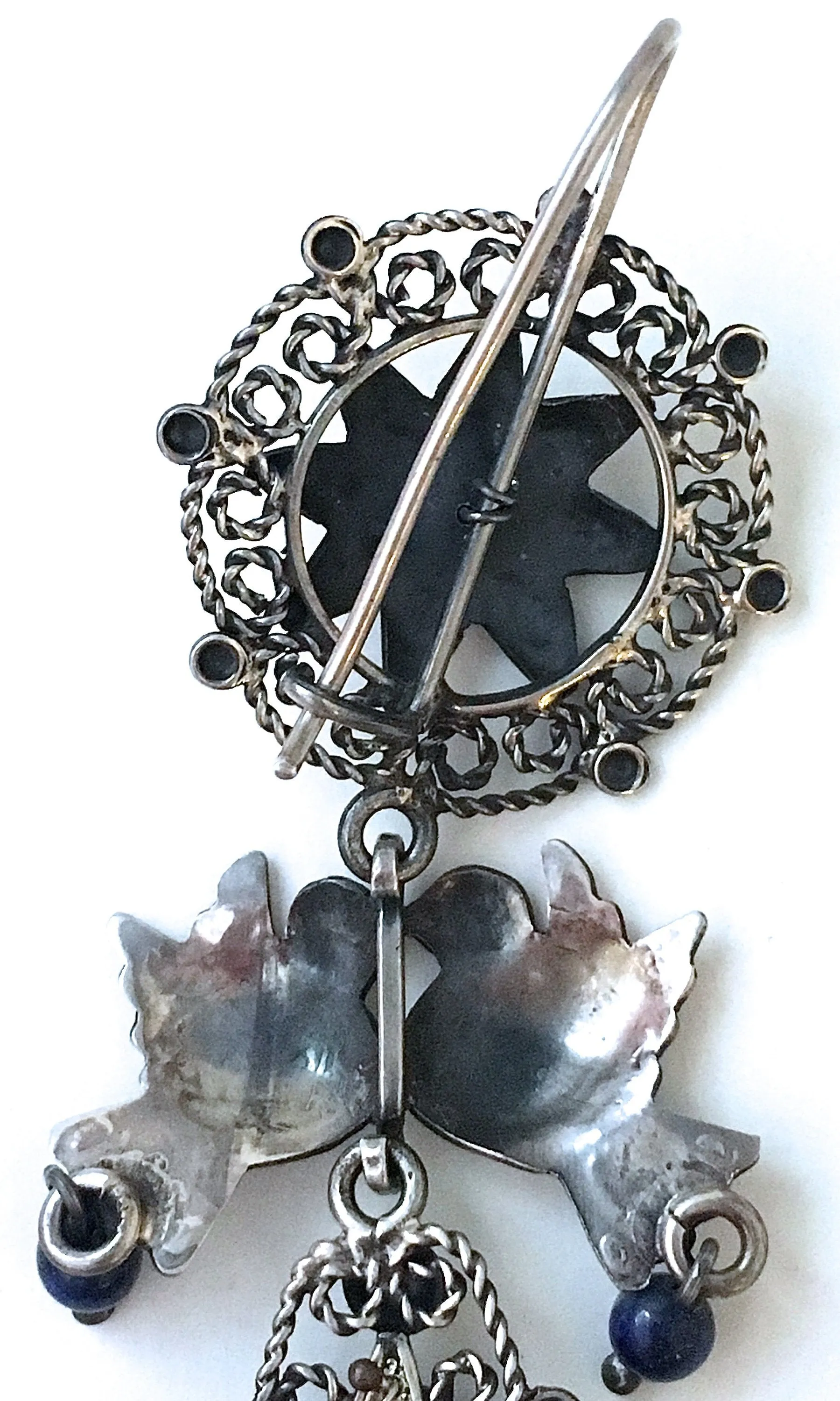 LOVEBIRDS Mexican Silver & Lapis Chandelier Earrings