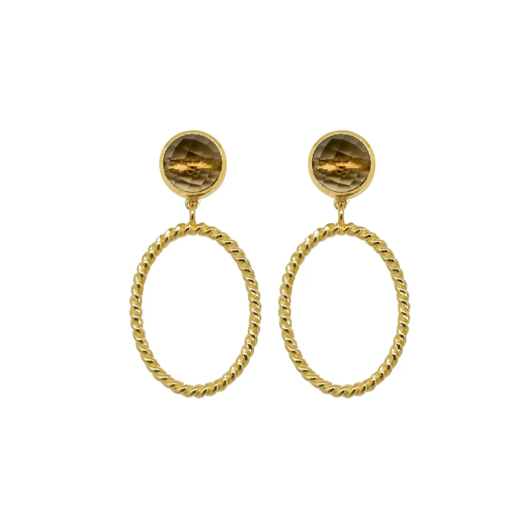 Lucie French Twist & Smoky Quartz Gemstone Earring