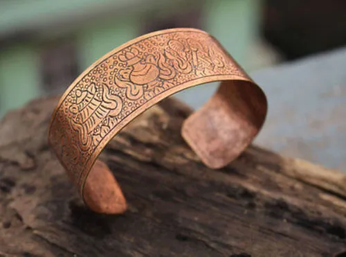 Lucky Symbols Tibetan Copper Bangle
