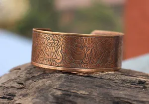 Lucky Symbols Tibetan Copper Bangle