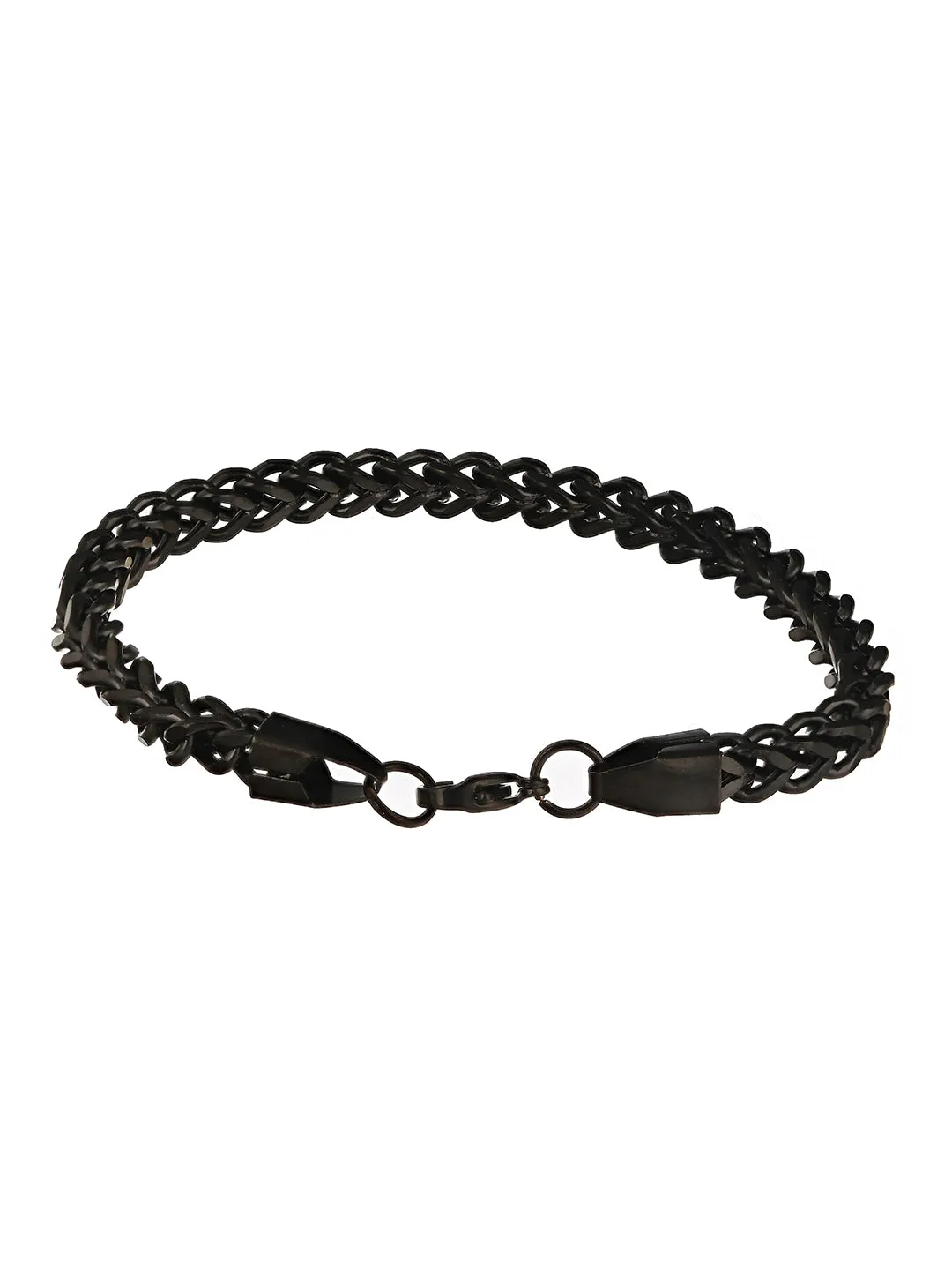Men Black Rhodium-Plated Link Bracelet