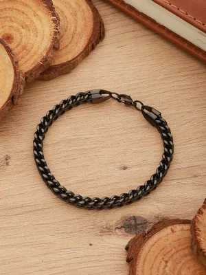 Men Black Rhodium-Plated Link Bracelet