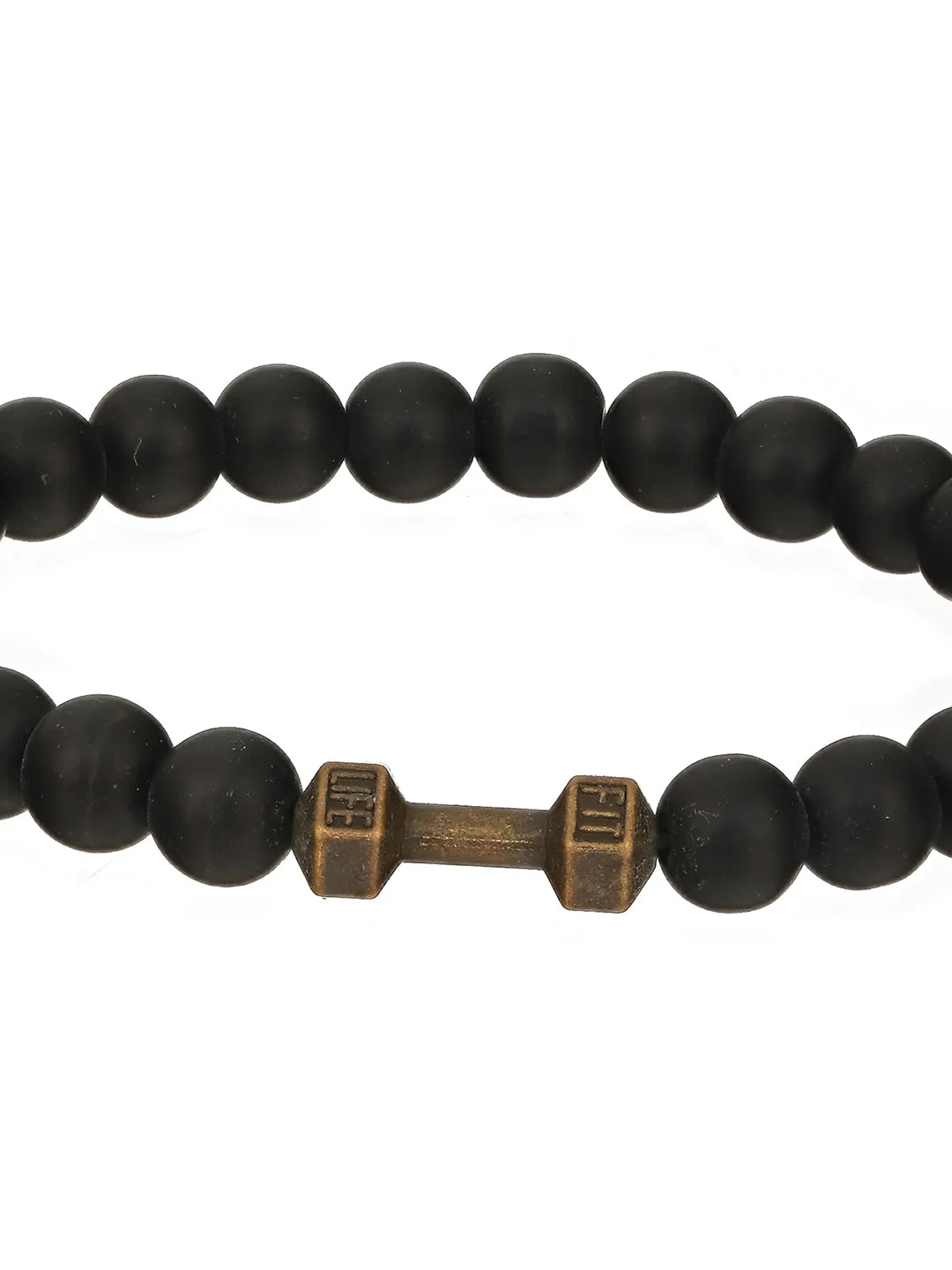 Men Pack Of 4 Brown & Black Beads Elasticated & Handcrafted Bracelet