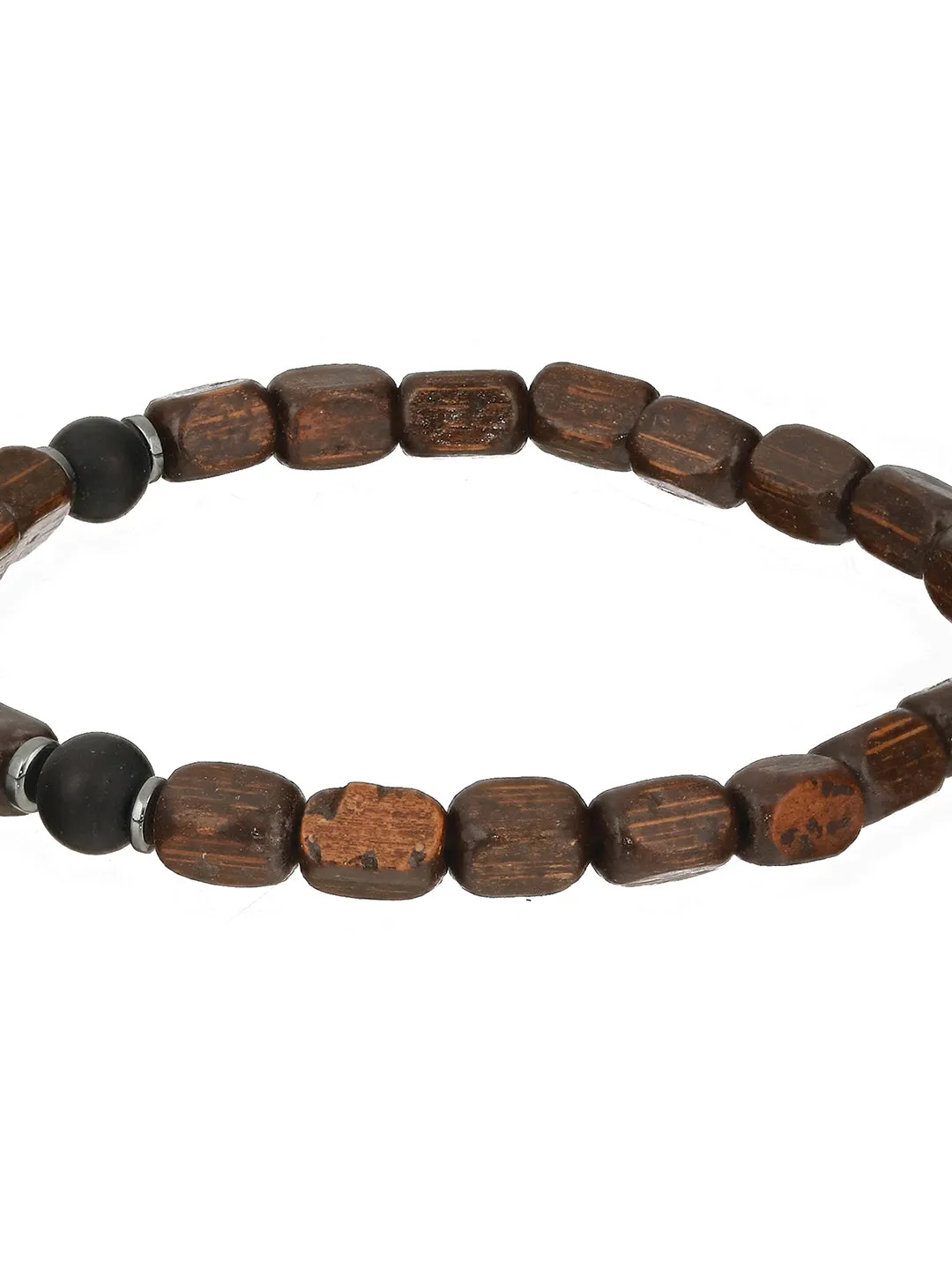 Men Pack Of 4 Brown & Black Beads Elasticated & Handcrafted Bracelet