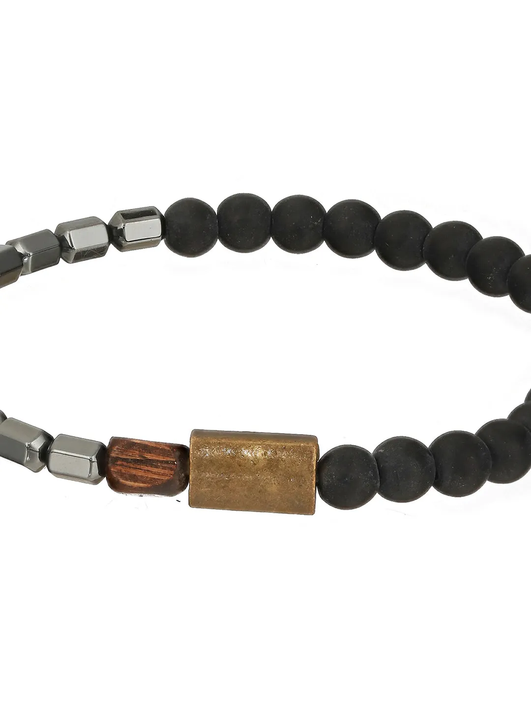 Men Pack Of 4 Brown & Black Beads Elasticated & Handcrafted Bracelet