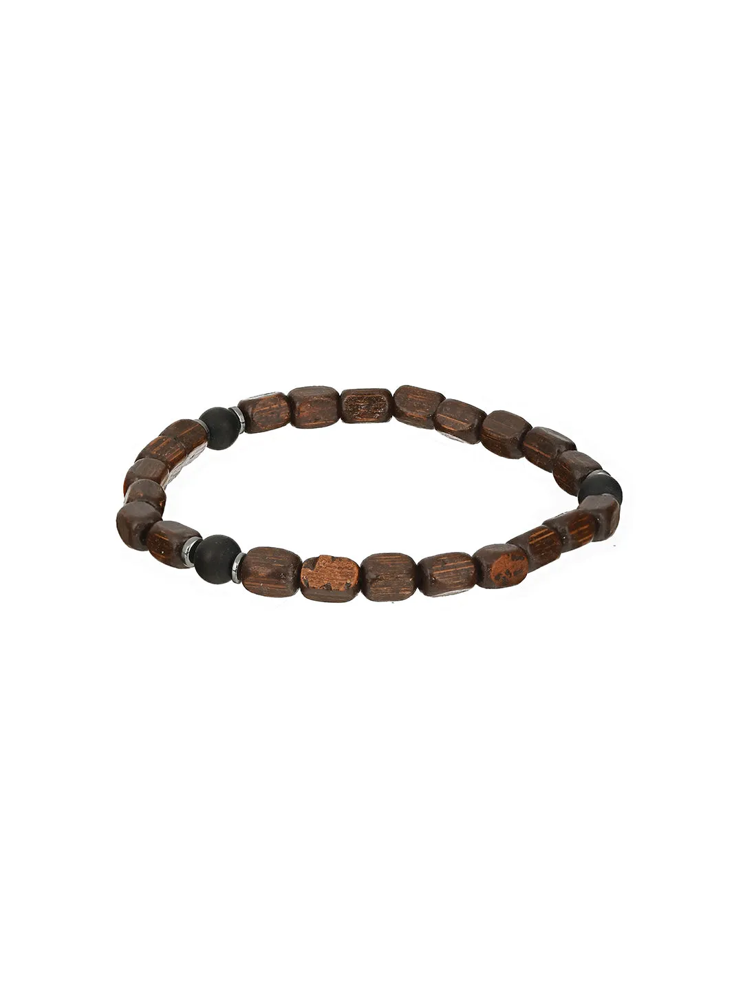 Men Pack Of 4 Brown & Black Beads Elasticated & Handcrafted Bracelet