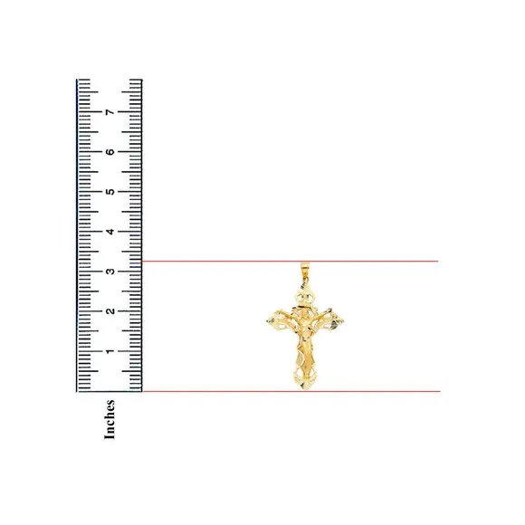 Men’s 14k Solid Gold Big Cross Pendant 3.25"