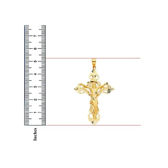 Men’s 14k Solid Gold Big Cross Pendant 5.25"